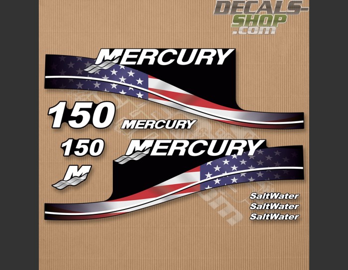 Mercury 150hp Saltwater Edton Outboard Engne Decals Stcker Set - Etsy